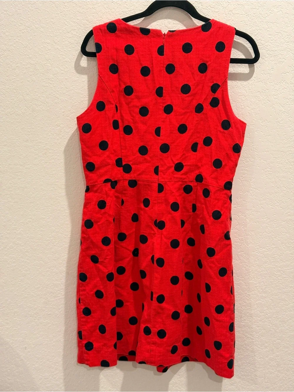 J. Crew Red Dress with Black Polka Dots